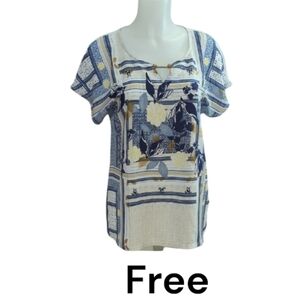 Free With Purchase Blue & White Floral Patchwork Top – Women’s